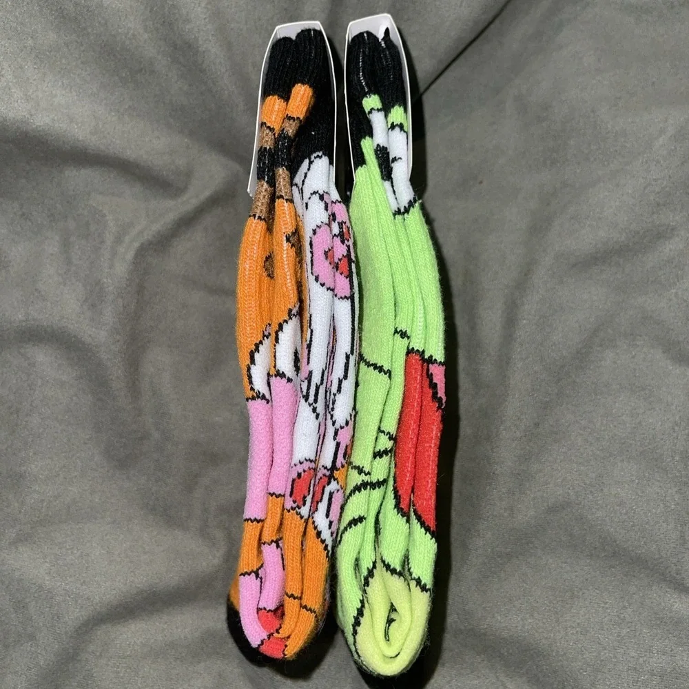 Lot 2 Pairs Disney Muppets Crew Socks Fozzie Bear Kermit The Frog Sz 9-13 NWT